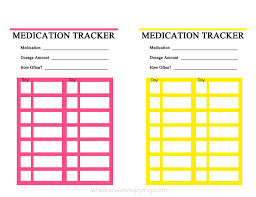 Free Printable Medication Tracker Medicine Tracking Chart
