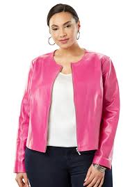 Jessica London Women S Plus Size Collarless Leather Jacket Sponsored In 2020 Collarless Leather Jacket Leather Jacket Leather Jackets Women