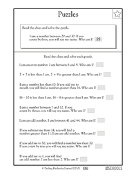 Math puzzles in pdf format for children from first grade, second to sixth grades. Number Puzzles 1st Grade 2nd Grade Math Worksheet Greatschools