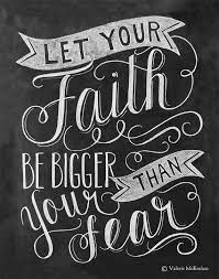 Let Your Faith Be Bigger Than Your Fear Chalkboard Art Motivational Typography Hand Lettering 11x14 Print Inspirational Quotes Lettering Words