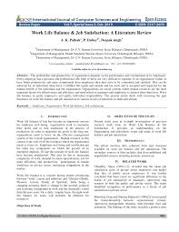 Pdf Work Life Balance Job Satisfaction A Literature Review