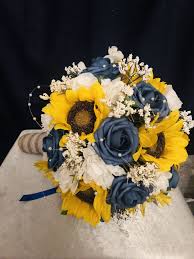 Rustic fall wedding bouquets with sunflowers. Wedding Bouquet Sunflower Bouquet Navy Sunflower Autumn Etsy Sunflower Wedding Bouquet Sunflower Bridal Bouquet Blue Sunflower Wedding