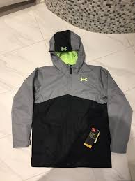Nwt 129 99 Under Armour Boys Coldgear Storm Hood Jacket Black Gray Youth Large Fashion Clothing Shoes Accessories Kids Hooded Jacket Jackets Under Armour