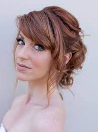 A stylish wedding half updo with curls down, a braid on top and some bangs. 39 Chic And Pretty Wedding Hairstyles With Bangs Weddingomania Romantic Wedding Hair Wedding Hair Front Wedding Hair Bangs