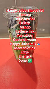 Two birds one Happy Juice🎉, Happy Juice Smoothie packed with the colour of  the rainbow 🌈 , prebiotics, probiotics, phytobiotics,, energy, mood and  motivation. , A day pack with goodness💚