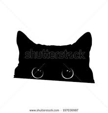 Cute Black Cat Face With Big Eyes Peeking Silhouette Vector Illustration Black Cat Drawing Black Cat Silhouette Cute Black Cats