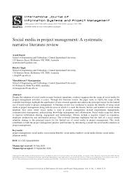 Pdf Social Media In Project Management A Systematic Narrative Literature Review