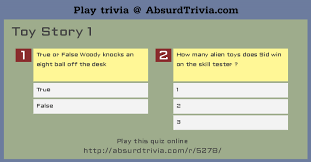 Tylenol and advil are both used for pain relief but is one more effective than the other or has less of a risk of si. Trivia Quiz Toy Story 1