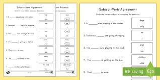 subject verb agreement complete the sentence activity
