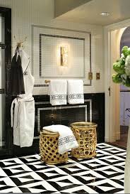Black White And Gold Bathroom Decor Black White Patterned Floors Addicted 2 Decorating In 2020 Gold Bathroom Decor Bathroom Decor Gold Bathroom