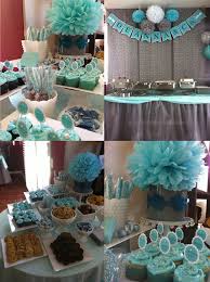 Baby shower blue theme table backdrop decorations. Pin By Lucia Smith Ochoa On Party Ideas Tiffany Blue Baby Shower Baby Shower Decorations For Boys Blue Baby Shower