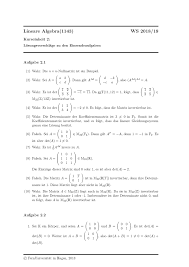 Det(a)≠0 det ( a ) ≠ 0. Ea2 Loesung Losungen Zu Den Ubungsaufgaben Zum Kurs Lineare Algebra Aus Dem Ws 18 19 An Studocu