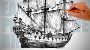 Click subscribe to watching more videos. How To Draw Pirate Sailing Ship Black Pearl Easy Perspective Drawing 38 Youtube