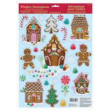 Use icing to secure candy canes to the sides of the house. Amscan Christmas Gingerbread House Window Clings 6 Pack 241915 The Home Depot