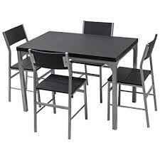 Dining Table Chairs Set Wood Metal Kitchen Breakfast Furniture Black 5 Piece Best Dining Tab Dining Furniture Sets Metal Dining Table Metal Wood Dining Table