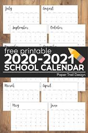 2020 2021 Printable School Calendar Paper Trail Design In 2020 School Calendar Printables School Calendar Printable Calendar Template