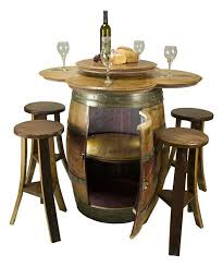 Wine Barrel Cabinet Table With Stools Made In The Usa Fici Bistro Masalar Bar Masalari
