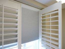Windows with built in blackout blinds. Blackout Shade And Shutters Shutters With Curtains Blackout Shades Bedroom Shutters