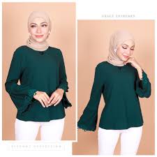 People interested in blouse wanita also searched for. Ready Stock M Xl Azda Blouse Wanita Muslimah Premium Moss Crepe Azda Open V Blouse