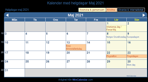 Kalender 2021 skriva ut :. Maj 2021 Kalender Med Helgdagar Sverige