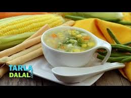 Sweet Corn And Vegetable Soup Crushed And Whole Sweet Corn Comes Together With A Colourful Assortment Of J Sweet Corn Soup Breakfast Recipes Indian Sweet Corn