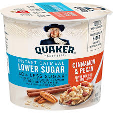 3t wheat bran (use oat bran for gluten free, but will not be as low cal). Amazon Com Quaker Instant Oatmeal Express Cups 50 Less Sugar Cinnamon Pecan 1 41 Ounce Pack Of 12