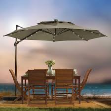 Amazon Com Destination Summer 11 Foot Round Solar Led Adjustable Cantilever Outdoor Patio Umbrella With Base And Patio Umbrellas Patio Umbrella Lights Patio