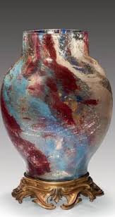 Francois Eugene Rousseau 1827 1891 Ernest Baptiste Leveille 1841 1913 Grand Vase De Forme Balustre Verre Bulle Marbre Glass Art French Art Art Nouveau