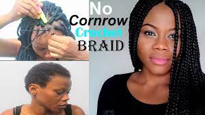 No Cornrow Crochet Braids In 7 Minutes Crochet Box Braids On A Short 4c Hair How To Crochet Braid Yo Crochet Box Braids Crochet Braids Side Braid Hairstyles