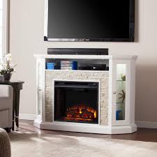 Many electric fireplaces fit up against a wall, but you can also choose a corner electric fireplace to create a different aesthetic. Bellingham 52 25 In W Corner Convertible Media Electric Fireplace In White Hd90626 The Home Depot