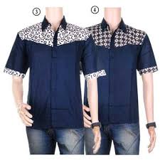 Selain model, baju batik dapat mengeluarkan kesan elegan saat ditambah dengan kombinasi, baik kombinasi batik maupun polos. 70 000 Baju Kemeja Lengan Pendek Hem Motif Batik Kombinasi Polos Tora Size M L Xl Model Baju Pria Pakaian Pria Busana Kasual