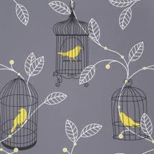 Aviary Plain Wallpaper In Grey And Yellow By Arthouse Opera Yellow Wallpaper Bird Wallpaper Plain Wallpaper
