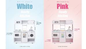 Pretend play kitchen play kitchen sets pool toys and floats barbie fashionista dolls play food. Coody Kitchen Premium White Pink Round Wooden Toy Play Kitchen Pretend Play Toy Role Play Kitchen For Kids Children By Ftcubic