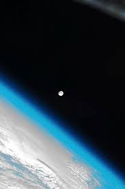 Beautiful Moon Above And Beyond The Thin Blue Line Of Our Existence Earth From Space Astronomy Cosmos