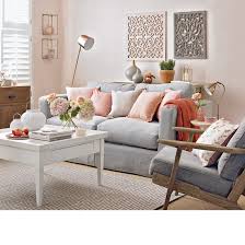 Colour School Decorating With Peach French Grey Ideal Home Living Room Grey Peach Living Rooms Living Room Color Schemes