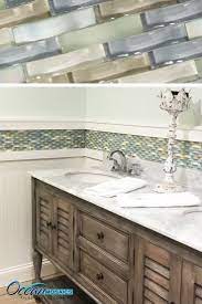 1 glass mosaic tile for bathroom chair rails. Our Client Used This Backsplash Tile As A Chair Rail Border Ripple Spring Melt Mosaic Glass Tile W Small Bathroom Remodel Bathroom Interior Bathroom Design