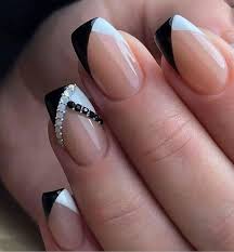 Black Acrylic Nail Designs 2020 Elegant Black And White Short Nails Design Ideas Exceptional Look 2020 Molitsy Blog Square Acrylic Nails Cheap Nail Art Square Nails