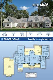 The 2 story floor plan includes 4 bedrooms. Farmhouse Style House Plan 41405 With 4 Bed 4 Bath 3 Car Garage Modern Farmhouse Plans New House Plans Farmhouse Style House
