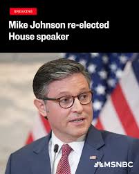 BREAKING: With a vote of 218-215-1, Mike Johnson has officially been  re-elected as speaker. Rep. Massie was the only Republican to vote for  someone other than Johnson. #breakingnews #washington #politics