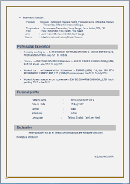 Iti Electrician Iti Resume Format