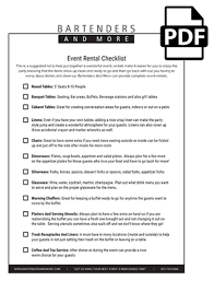 Our venue experts have set out the essential steps to help you. Party Checklists Bartenders And More