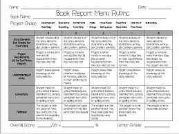Mrs Thomas S Owl Standing 5th Grade Book Report Menu Rubric Book Report Rubric Book Report Rubrics