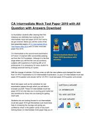 Ca Intermediate Mock Test Paper 2019 With All Question And Answers Download By Rohitpurohit Quibus Issuu