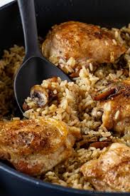 One Pot Mushroom Chicken And Rice Bake Eat Repeat Recipe Easy One Pot Meals Chicken Rice Recipes Recipes