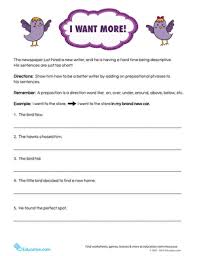 Prepositional phrases are essential in every english classroom. Add A Prepositional Phrase To A Sentence Worksheet Education Com