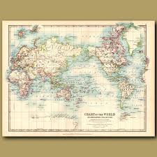 Chart Of The World On Mercators Projection Genuine Antique
