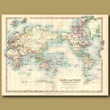 chart of the world on mercators projection genuine antique