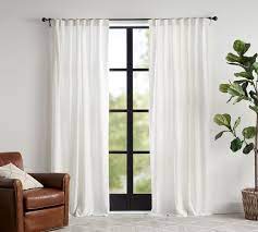 Custom Belgian Flax Linen Rod Pocket Curtain Classic Ivory Pottery Barn