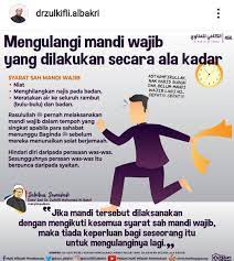 Mandi besar atau mandi wajib adalah mandi atau menuangkan air ke seluruh badan dengan tata cara tertentu untuk menghilangkan hadats besar. Nasir On Twitter Mengulangi Mandi Wajib Yang Dilakukan Secara Ala Kadar