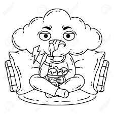 Ice cream is sweet and delicious and makes you happy. Frustrated Bad Mood Person Eat Ice Cream Illustration For Coloring Royalty Free Cliparts Vectors And Stock Illustration Image 98030859